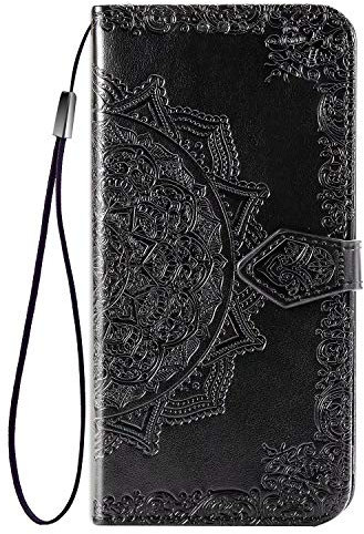 FanTing Coque pour Xiaomi Redmi 9C NFC,[PU Cuir+TPU Coquille] [Fente pour Carte] [Fonction Stand] [Fermeture magnétique] Etui pour téléphone Portable pour Xiaomi Redmi 9C NFC -Noir