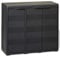 Ausla Außenschrank mit 3 Türen und 2 verstellbaren Regalen, Gartenschrank aus Kunststoff 97 x 38 x 87 cm, schwarz