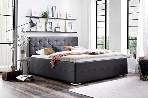 möbelando Polsterbett Chicago anthrazit 180x200 cm Designerbett Bett Gästebett Doppelbett Bettgestell