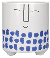 KitchenCraft Vaso per piante da interno per erbe, cactus, succulente o piccole piante da appartamento, Dolomite, blu a chiazze, 10 x 10 x 11 cm