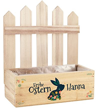 Herz & Heim® Osternest, Holz, mit zaun, verschiedene Motive blauer Osterhase