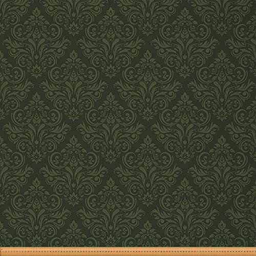 Homewish Möbelstoff Europäisches Muster Blumenstoff Meterware Barock Stil Antik Ornament Dekostoff für Zuhause DIY Projekte Draussen Stoff Grün 92 x 150 (HxB)