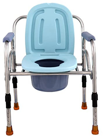 HEBEHO Tragbarer Toilettenstuhl, klappbare nachtstuhl mit Eimer, höhenverstellbarer Toilettensitz, Rutschfester Duschstuhl, Edelstahltoilette, Bis zu 150 kg