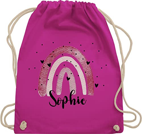 Turnbeutel Rucksack - Boho Regenbogen I Boho Rainbow - Unisize - Fuchsia - kindergarten beutel kindergartenbeutel name kita stoffbeutel sportbeutel schule wäschebeutel für kinder bohemian