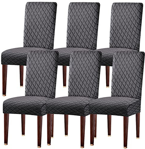 LANSHENG Stuhlhussen 6er Set, Universal Esszimmerstühle Stuhlbezug, Abnehmbar Waschbar Stuhlhussen für Esszimmerstühl, Küche, Restaurants, Hotels (Grau, 6er Set)
