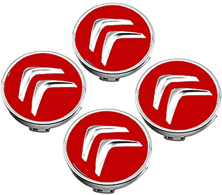 KHAGOL 4 pièces Auto Cache Moyeux, pour Citroen C4 Picasso C1 Ds3 C8 DS DS4 60MM Cache Moyeu, Anti-Corrosion Et Anti-poussièreCache De Roue, Accessoires De Voiture Wheel Nut Cover,Red