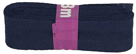 Schrägband 3m x 20mm Baumwolle gefalzt 60 Farben Einfassband Saumband, Farbe:211 nachtblau