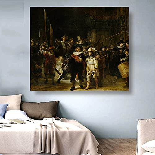 Malen nach Zahlen für Erwachsene und Kinder, Motiv: The Night Watch von Rembrandt, Ölgemälde, Leinwanddruck, Wandkunst, Heimdekoration
