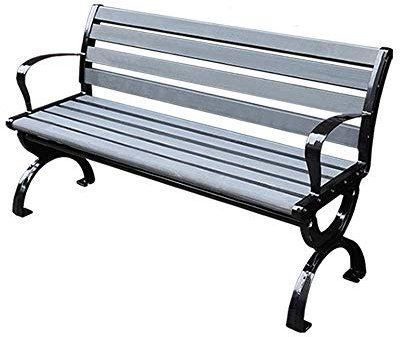 Outdoor Metall Park Bank Gusseisen Rahmen und Korrosionsschutz Holz Retro Veranda Bank mit Rückenlehne Armlehne für Terrasse Rasen Quadrat