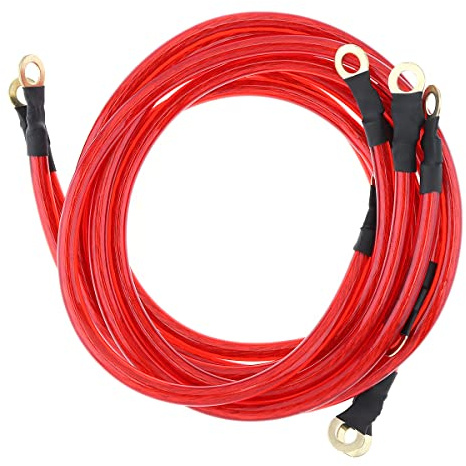 DriSentri 5 Point Car Universal Earth Ground Cables Grounding Wire System Kit High Performance Improve Power for Car Truck, Red