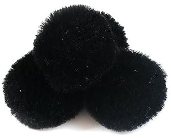 Wambere 10 Stück 8cm Pompons zum Basteln,Pompon Kunstfell Bommel Plüschbälle mit Elastischer Schlaufe,für DIY Kunsthandwerk Haarschmuck Hochzeiten Geburtstage Weihnachten Dekorationen,Schwarz