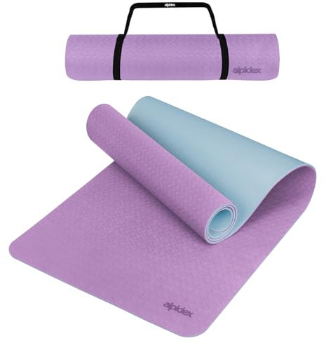 ALPIDEX Yogamatte rutschfest 190 x 61 x 0.6 cm | 190 x 90 x 0.6 cm E-Book Phthalatfreie Fitness TPE Matte Gymnastik Turnen Pilates Sport Yoga Trainingsmatte, Lavender/Ice Blue, 190 x 90 x 0.6 cm