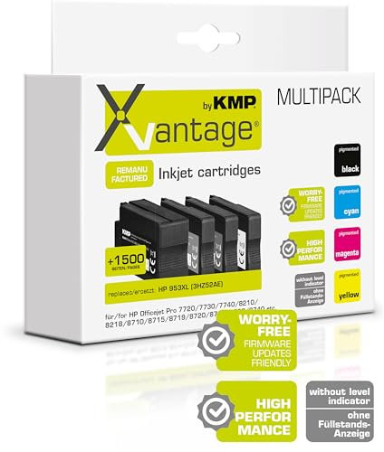 KMP Xvantage Tintenpatrone passend passend für HP 953XL (3HZ52AE) Multipack - für Officejet Pro 7720 7730 7740 8210 8218 8710 8715 8719 8720 8725 etc.