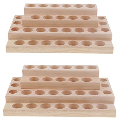Dualoai 2X Holz Ätherisches Öl Organisator Behälter Ätherisches Öl Display Ständer, 30 Löcher Aromatherapie Öle für Nagellack, Duftöle, Kosmetik