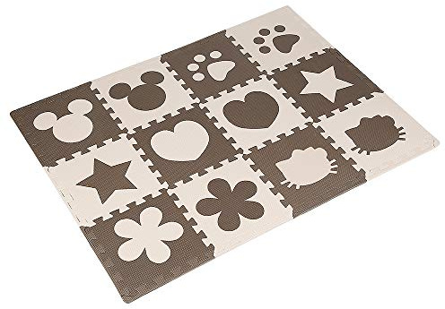 Schaumstoffmatte für Babys, Puzzlematte, Schaumstoff, für Kinder, Baby, Matte, zum Krabbeln, 30 x 30 x 1 cm (12 Platten – braun)