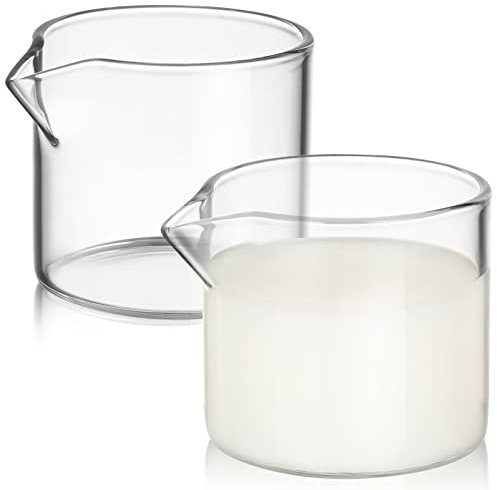 Ciieeo 2pcs Small Glass Milk Jugs Transparent Handleless Coffee Cups 120ml Milk Glass Containers for Cream Sugar Vinegar Sauce Home Use