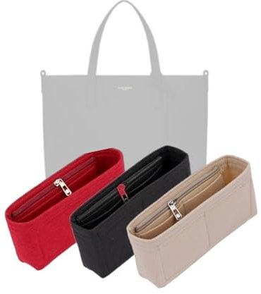 LinerLink Taschen-Organizer für YSL Spielzeug-Einkaufstasche (25 x 28 x 8 cm (L x H x T), handgefertigter Tascheneinsatz, 2 mm Filztascheneinsatz, Damen-Handtaschenformer (Beige, Stil B: seitlicher