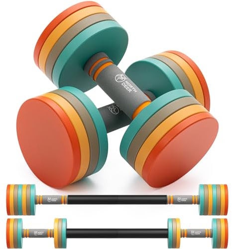 Northdeer Hanteln Verstellbar 10kg 2er Set - Kurzhanteln Gewichte Ultrakompakt 2,5kg 3kg 5kg 5,5kg 7,5kg 8kg 10kg mit Verbindungsstange & Schaumstoff-Griff für Fitness Training Gym Zuhause (Bunt)