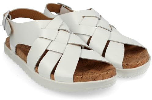 HAFLINGER Elba Summer Slide Pantolette Sandale mit Riemen Weiß (1761), Gr. 42