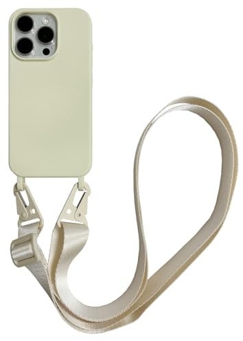 CQUUKOI for iPhone 14,Crossbody Phone Case with Shoulder Strap Soft Silicone Case with Adjustable Lanyard Cute Cool Wireless Charging Shockproof Protector Women White
