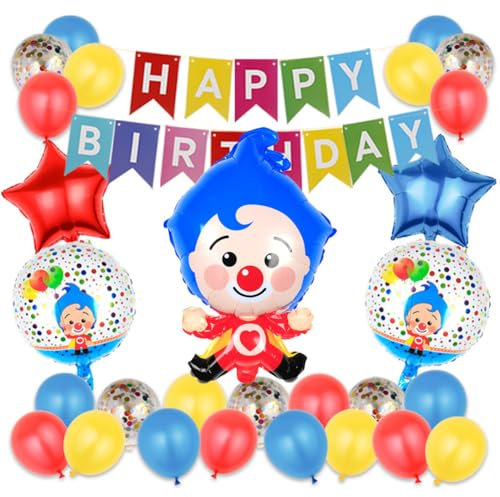 Zirkus Deko Tiere Folienballon, 29 Stücke Karneval Zirkus Party Dekoration mit Happy Birthday Banner Latexballons Folienballon, für Karneval Geburtstag Deko Party Luftballons Zirkus Thematische