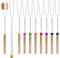 DAWRIS Lot de 8 brochettes télescopiques pour barbecue Marshmallow, brochettes de pain, brochettes pour feu de camp, fourchettes à barbecue, en acier inoxydable, extensibles pour l'extérieur, barbecue