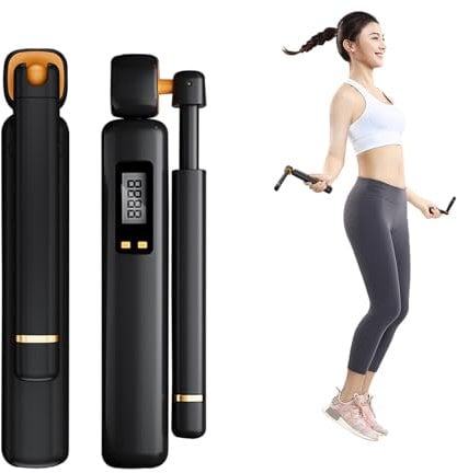 Cordless Skipping Rope with Counter - Weighted Ropeless Skipping Rope, Portable Cordless Skipping Rope for Adults Fitness, Adjustable Counterweights Indoor Skipping Rope for Cardio Exercise 0717