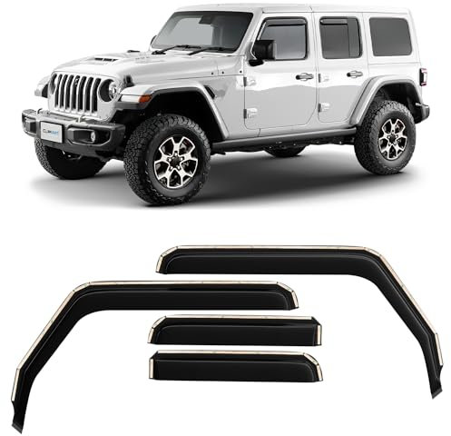 CLIM ART Windabweiser für/kompatible mit Jeep Wrangler 2018-2025 IV (JL) - Integrierte Regenabweiser - Autofenster Sonnen-&Regenschutz - Windabweiser Autofenster - Einfache Montage - Garantie 4 Set S