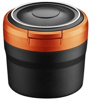 JZWJNFYY Auto-Aschenbecher, für VW Golf Plus 2004-2014 Tragbarer Reise Aschenbecher Auto mit Licht, Abnehmbarer Rauchfreien Zigarette Aschenbecher mit Deckel,Orange