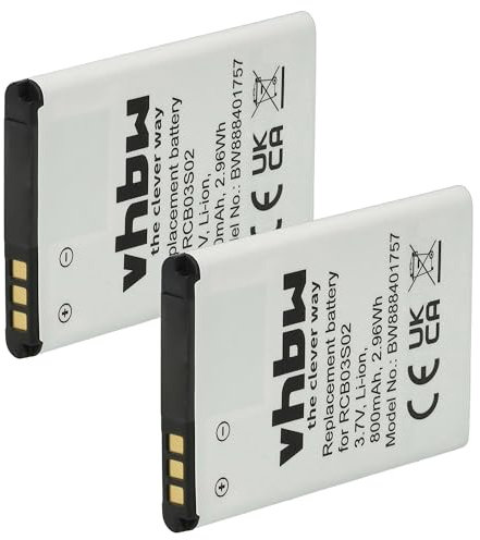 vhbw 2X Akku Ersatz für Swisstone RCB03S02 für Handy Smartphone Senioren Telefon (800 mAh, 3,7 V, Li-Ion)