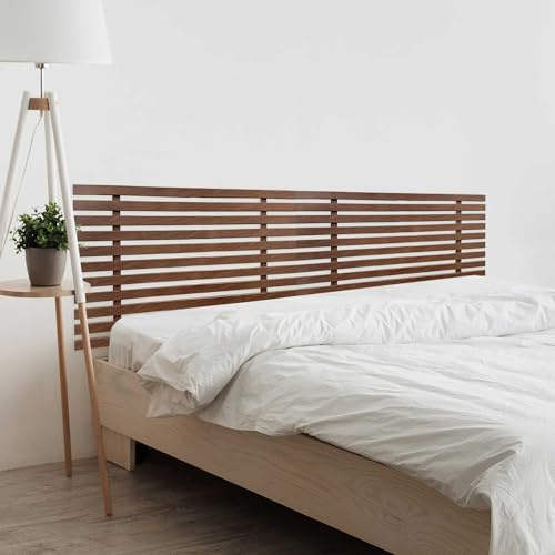 DHOME Recycled Holz Kopfteil MDF Japanischer Stil Paletten Bed Paletten Beschläge inklusive (180cm Dual, Walnussholz)