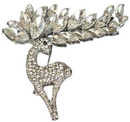 GIMIRO Elch Brosche Imitation Kristall Silber Brosche Kleid gepaart mit Anzug Zubehör Geschenk (Silver Deer)