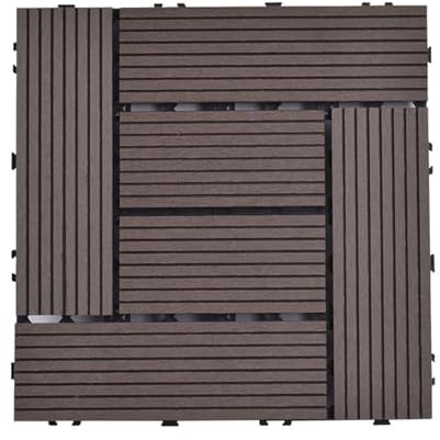 Kanduo Holz-Kunststoff-Terrassenfliesen 11 Terrassendielen und Terrassenfliesen for den Außenbereich, ineinandergreifende Holz-Kunststoff-Bodenbeläge, Bodenbeläge mit quadratischen Fugen Wasserfester