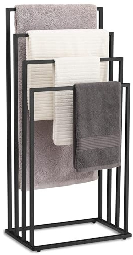 NMK HOME Handtuchständer Freistehend Schwarz 4 Stangen
