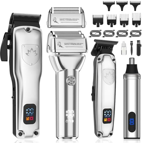Suttik 4 in 1 Haarschneider Set Männer Haartrimmer Bartschneider Nase Ohr Trimmer Professionelle elektrische Rasierapparat Rasierer Wiederaufladbare Barbier-Kit Geschenke für Ihn