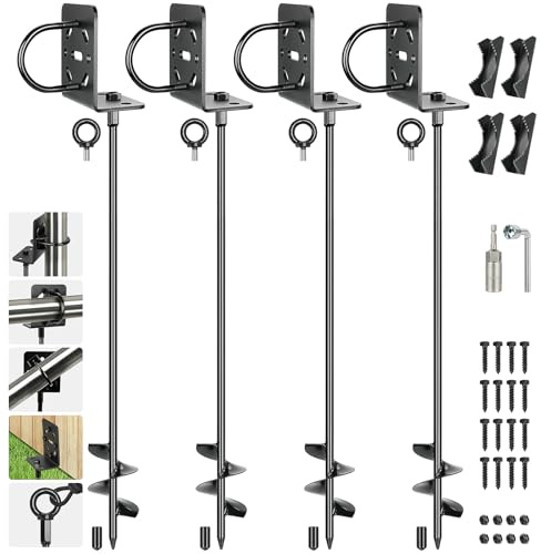hannger 4 Stück 76,2 cm robuste Bodenanker, Schuppenanker-Set, Mobilheimanker mit Mehrzweck-Halterungen, Erdanker für Pavillons, Schaukelsets, Zäune, Carports, Schuppen, Tor