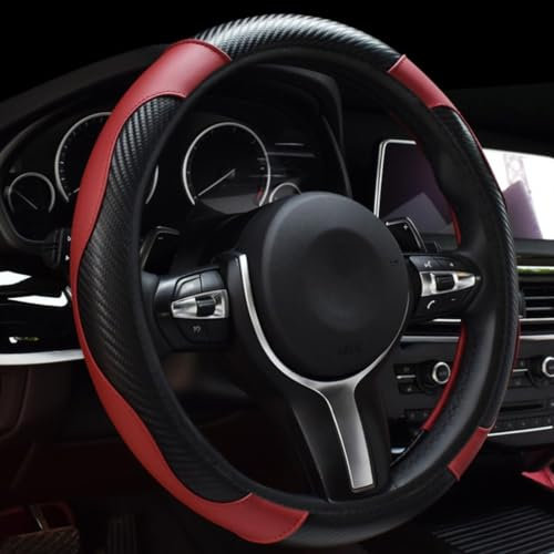 Leder Lenkradbezug für BMW X4 G02 2019-2023, Anti-rutsch Wasserdicht Und Atmungsaktiv Bequem Auto Zubehör Elastische LenkradhüLle,Red