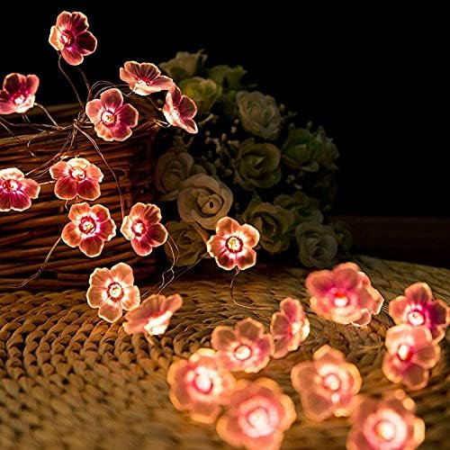 2M LED Lichterkette Kirschblüten Deko,20LED Kirschblüten Lichterkette Wand,LED Lichterkette Batteriebetrieben,Globe Lichterkette