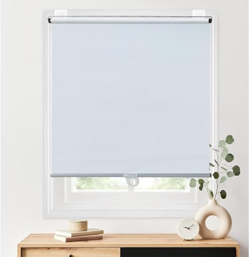 DECAKE Sonnenschutzrollo Ohne Bohren, Verdunkelungsrollo 40/50/60/80/100/120cm, Thermo-Sonnenschutzrollo, Temporäre Sichtschutzrollos,Weiß-150x200cm/59 * 79in