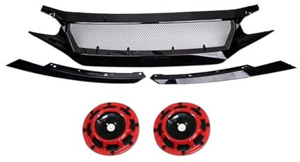compatible con Honda 2016-2021 Diez Generación Civic Racing Grills FC1JDM Rejilla de admisión modificada roja(Decorative speakers)