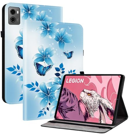 TEDTIKJT Case for Lenovo Legion Y700 2.Generation 8.8 inch 2023 Case Leather Flip Protective with Card Slot Stand Function Tablet Cover for Lenovo Legion Y700 2nd Gen,Blue Butterfly