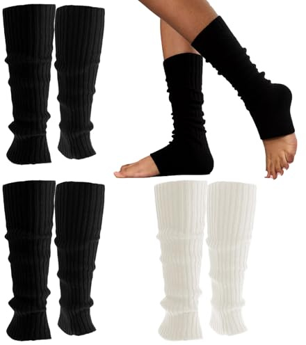 3 Pairs Leg Warmers, 80s Ribbed Knitted Ladies Preppy Boot Socks, Stylish Y2k Sports Party Yoga Ballet Accessories for Women Girls