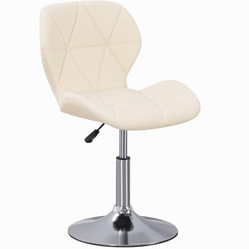 Charles Jacobs Static Swivel Geometric Design Chair with Adjustable Height - Milky White PU