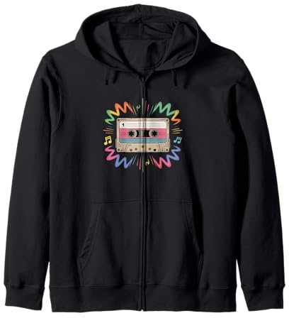 Vintage Audio Kassette Rainbow Vibes 80s 90s 1 Kapuzenjacke