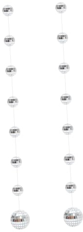 LOLIPPYY 2 Saiten Spiegel-disco Kugeln Hängend Party Dekoration mit Lanyard für Weihnachtsbaum Hochzeit Geburtstag Wohnzimmer Fenster und Bar Festliche Glänzende Discokugel Deko Aufhängen
