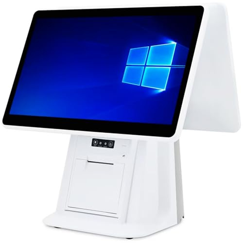 HENGCMM Caisse Enregistreuse Tactile avec Imprimante 58mm Intégrée, Double écran Tactile de 15,6 Pouces, pour Les systèmes de Vente au détail, de Restaurant et de Magasin