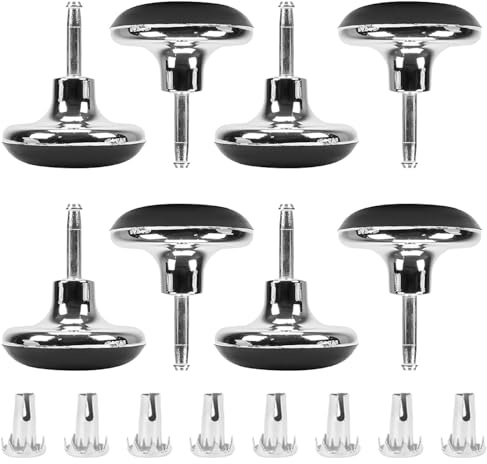 Ulmervion Set of 8 Chrome Bed Legs Glides with Metal Sleeves, Mushroom Shaped for Beds Furniture Replacement