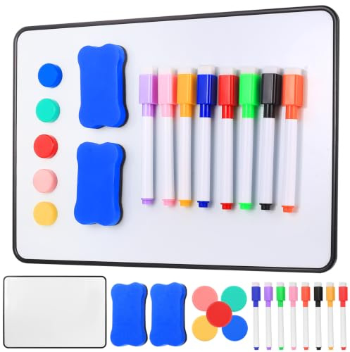 McBlast 2 Stück A4 Whiteboard Magnetisch 29,5x21 cm | Beidseitig nutzbar, trocken abwischbar, inkl. Stifte, Radierer und Magneten, ideal für Büro und Präsentationen