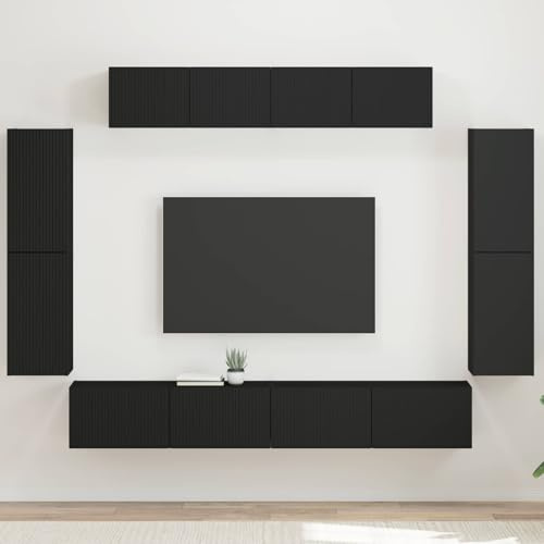 Solivagant Meuble TV 8 pcs Noir,(91.51 KG)