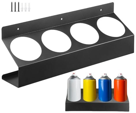 Sprühdosenhalter, robustes Aerosoldosenregal und Organizer, 5 Schlitze, Metall-Sprühfarbe, Wandhalterung für Garage, Werkstatt und Salon, Universal-Flaschenhalter für Haarspray und